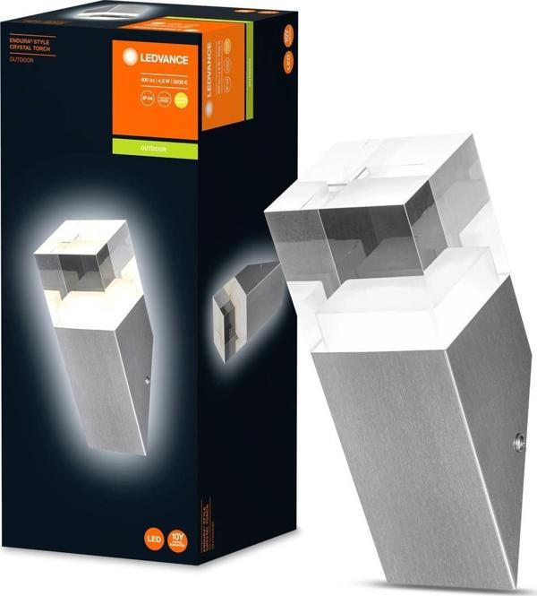 Ledvance Endura Style Crystal Torch 4.5W 3000K 400lm IP44 Sarı Işık Pslnmz Çlik Inox Dış Mekan Aplik - Image 1