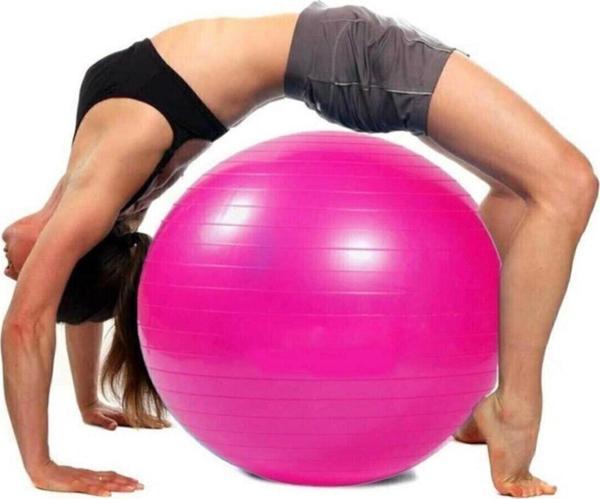 65 Cm Fuşya Pilates Topu Ve Şişirme Pompası, Yoga Plates Egzersiz Topu Ball - Image 1