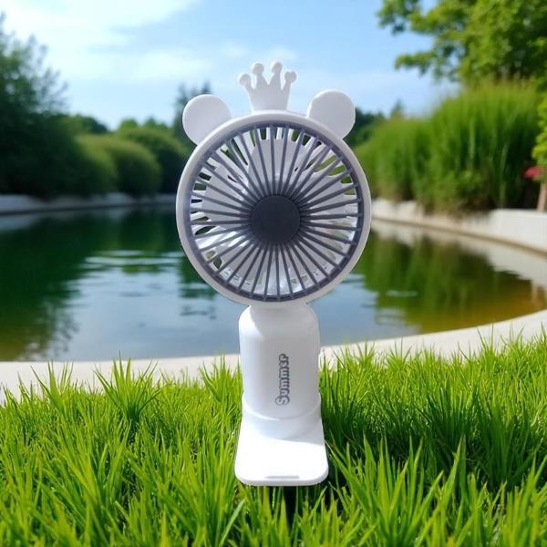 VANTİLATÖR USB ŞARJLI TAŞINABİLİR MİNİ FAN BEYAZ  2 KADEMELİ IŞIKLI EL VANTİLATÖRÜ - Image 1