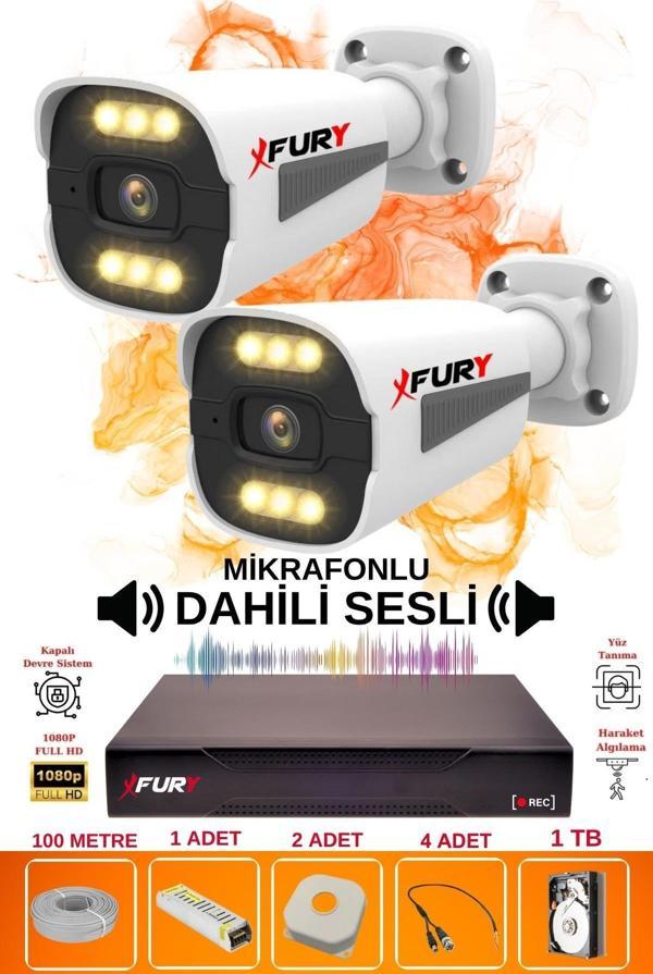 FURY 2 li Sesli 6 Warm Led Gece Renkli Görüş Su Geçirmez Güvenlik Kamerası Seti 1TB - Image 1