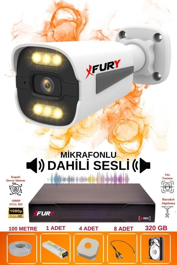 FURY 1 li Sesli 6 Warm Led Gece Renkli Görüş Su Geçirmez Güvenlik Kamerası Seti 320GB - Image 1