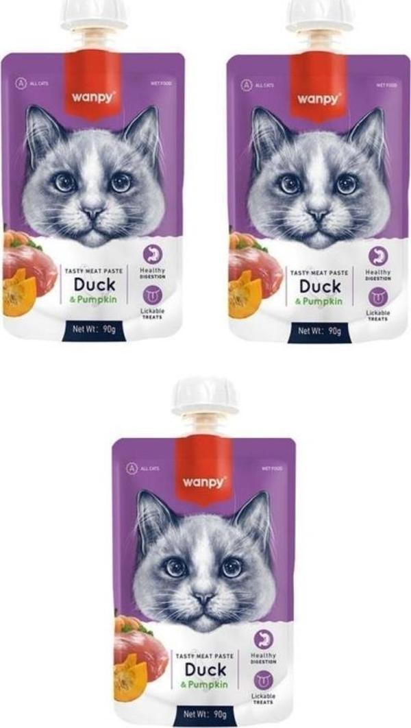 Wanpy Taze Ördekli & Balkabaklı Kedi Et Ezmesi 90 Gr. X 3 Adet - Image 1