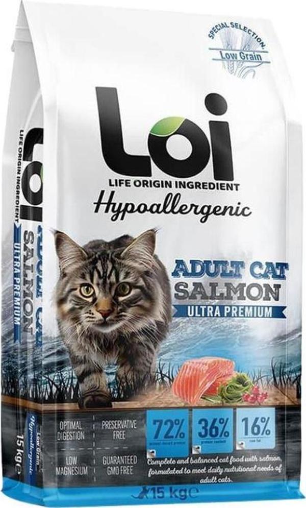LOİ SOMONLU YETİŞKİN KEDİ MAMASI 15 KG - Image 1