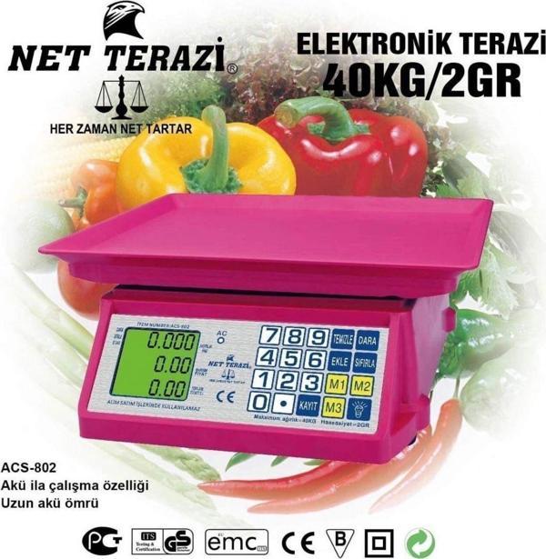Net Terazi Acs-802 40Kg 2Gr Küçük Dijital Elektronik Manav Bakkal Market Terazisi - Image 1