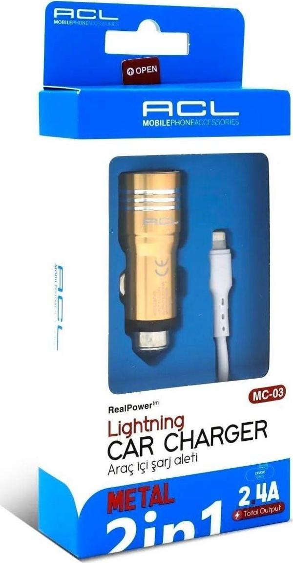 Acl Mc-03 2.4A 2Xusb Full Metal 1Mt Lightning Kablo - Image 1