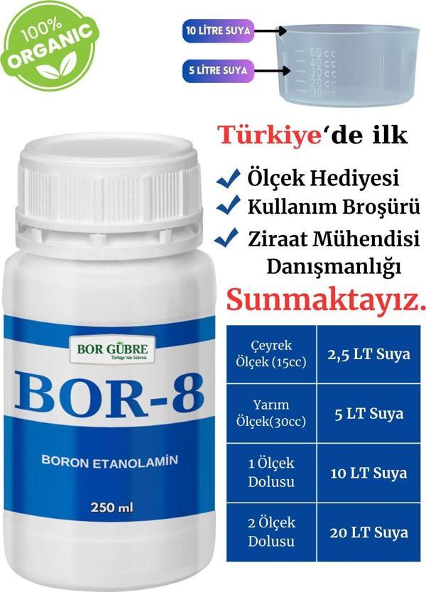 Bor -8 Sıvı Gübre 250 Ml-Köklenme Ve Direnç Artışı Oluşturur. Ürün Kalitesi Ve Verimini Arttırır. - Image 1