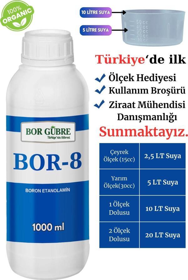 Bor 8 Sıvı Gübre 1000 Ml-Köklenme Ve Direnç Artışı Oluşturur. Ürün Kalitesi Ve Verimini Arttırır. - Image 1