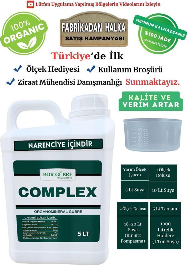 Bor Gübre Narenciye İçin Mikro Elementli Organik Gübre Complex- 5Lt Kalite Ve Verim Artar, Geliştirir, Korur - Image 1