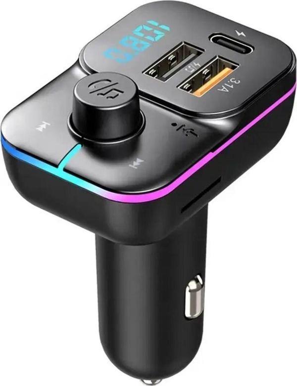 Starefsane 30W Type-C Usb-C Şarj Çıkışlı Mikrofonlu Işıklı Bluetooth Wireless Araç Içi Fm Transmitter - Image 1