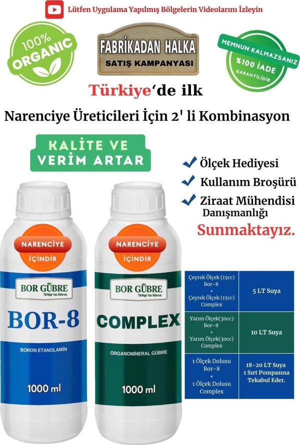 Bor Gübre Narenciye İçin (Complex-1Lt Ve Bor-8 1Lt) Organik Sıvı Gübre-Meyve Sayısı, Kalite Ve Verim Artar. - Image 1