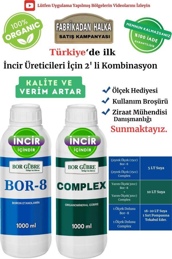 Bor Gübre İncir İçin (Complex-1Lt Ve Bor-8 1Lt) Organik Sıvı Gübre-Meyve Sayısı Artar-Kalite Ve Verim Artar. - Image 1