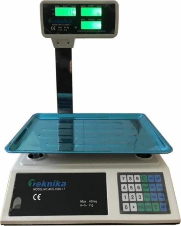 Teknika 40 Kg Kollu Çift Ekranlı Boyunlu Elektronik Terazi - Image 1
