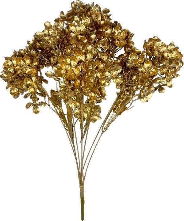 Yapay Çiçek Altın Gold Ortanca Demet Garnitür Dekoratif Yapay Çiçek - Image 1
