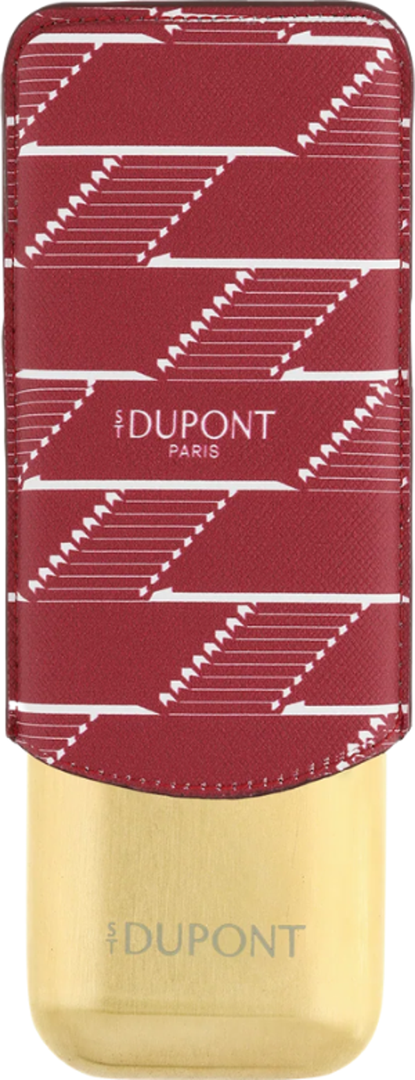 S.T. Dupont Coated Canvas Monogram Bordo İkili Deri Puro Kılıfı 183478 - Image 1
