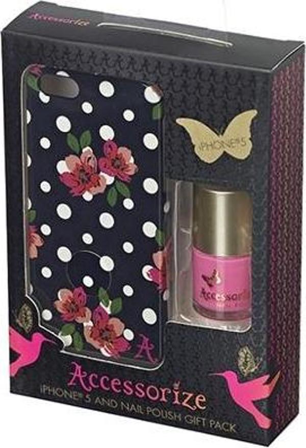 iPhone SE/5S/5 Accessorize Puantiyeli Ojeli Sert Kılıf - Siyah - Image 1
