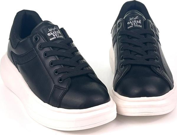Kadın Siyah Beyaz Simli Rahat Günlük Sneaker Spor Ayakkabı - Image 1