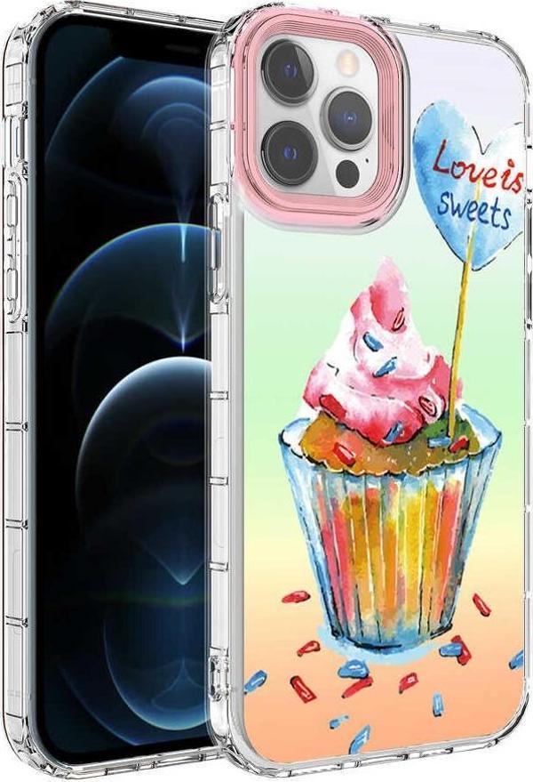 iPhone 13 Pro Kılıf Renkli Desenli Sert Silikon Zore Korn Kılıf NO15 - Image 1
