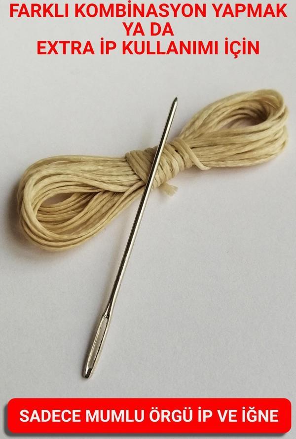 Direksiyon Kılıfı Dikmek İçin Extra Mumlu İp-İğne 3 Metre Bej - Image 1