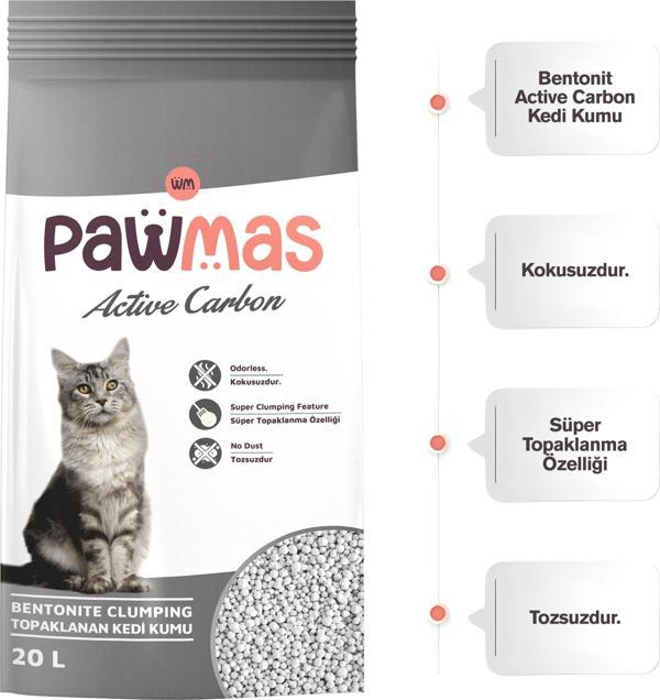 Pavmas Aktif Karbonlu Bentonit Kedi Kumu 20lt - Image 1
