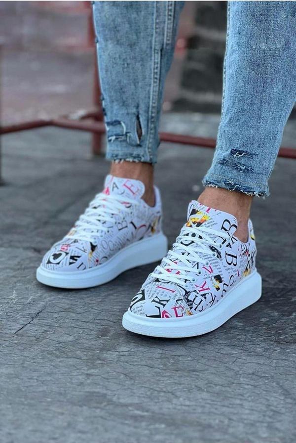 Celira HS501 Dergi Desenli Boyalı Erkek Casual Ayakkabı - Image 1