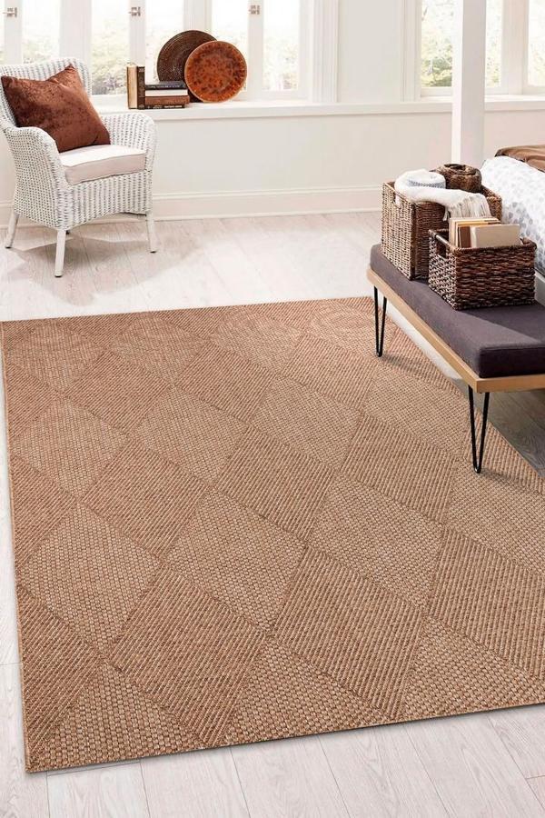 Alpina Home Stella Jut Hasır Model Tek Renk Dokuma Yıkanabilir Katlanabilir Toz Vermez Kilim - Image 1