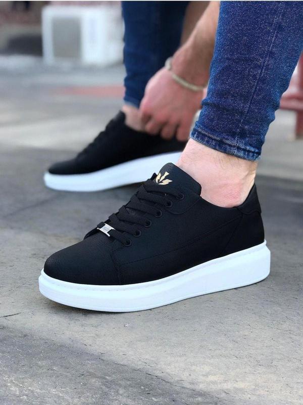 Celira HS028 Siyah Bağcıklı Kalın Taban Casual Erkek Ayakkabı - Image 1