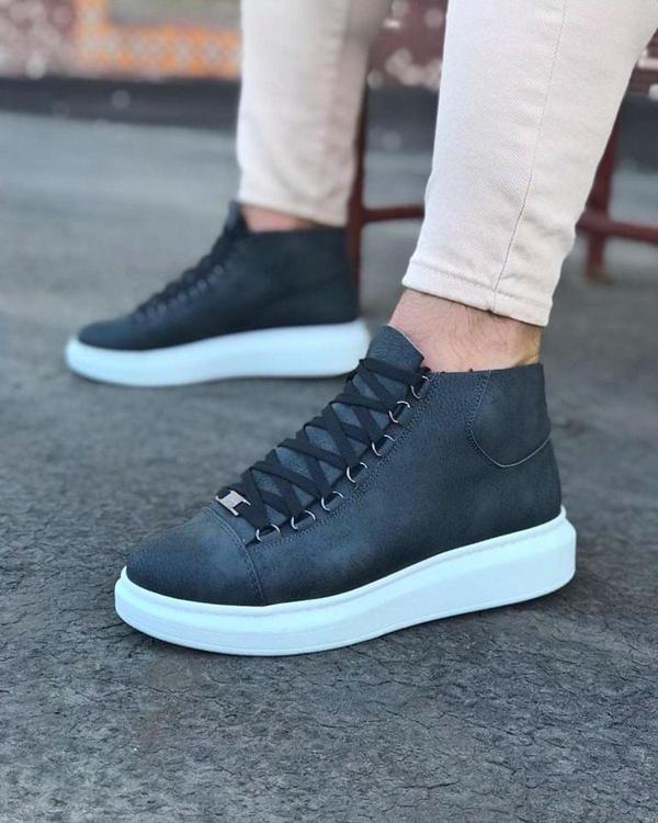 Celira HS032 Gri Bağcıklı Sneakers  Yarım Bilek Bot - Image 1