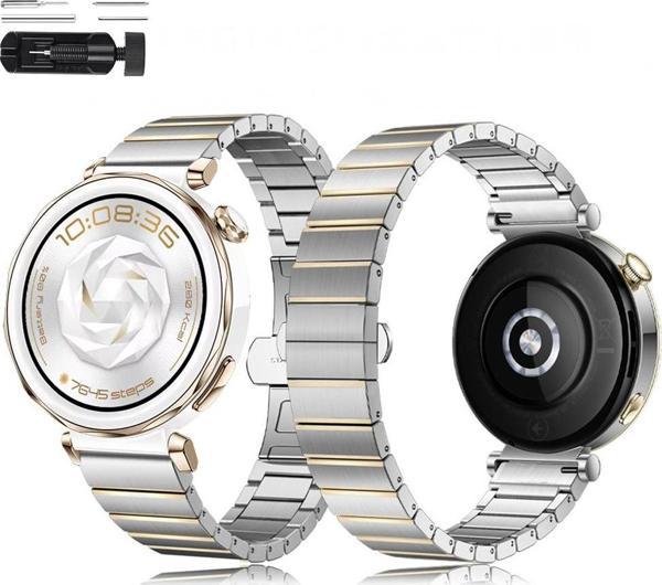 Huawei Watch GT5 Pro 42mm İle Uyumlu Renk Detaylı 18mm Paslanmaz Çelik Metal Kordon Kayış - Image 1