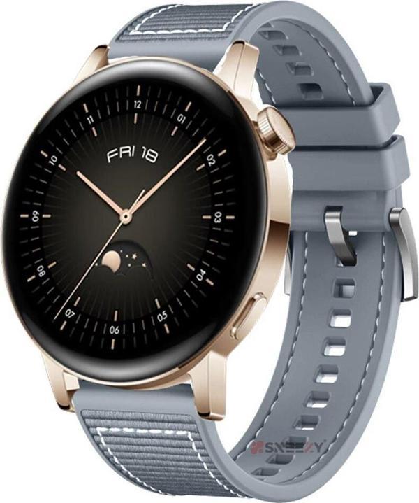 Sneezy Huawei Watch GT 2 Elegant-Classic 42mm Uyumlu 20mm Dikiş Desenli Dokuma Silikon Kordon - Image 1