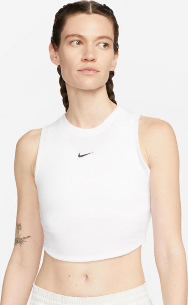 Nike Sportswear Essential Rib Cropped Women's Tight Fit Tank Top Kadın Dar Kesim Crop Atlet Beyaz - Image 1