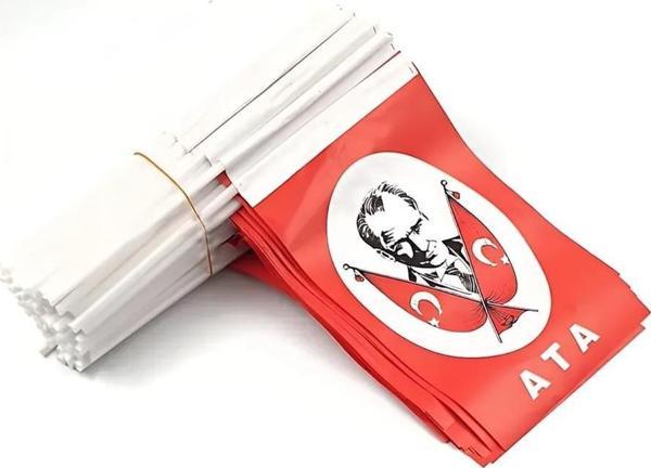 Alsepeteavm Çubuklu Atalı Kağıt Bayrak (80'lİ) 12x20 cm - Image 1