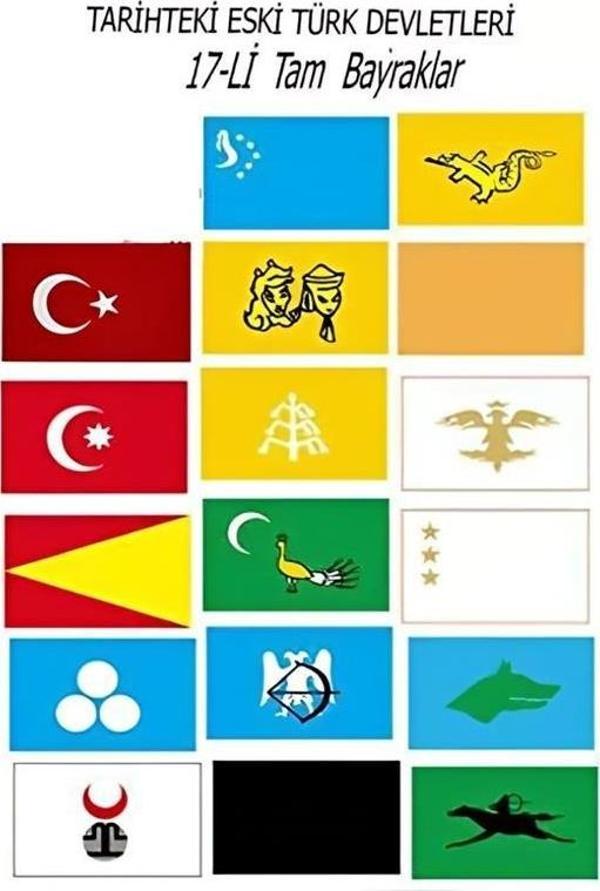 Alsepeteavm 17-li Eski Türk Devletleri Bayrakları-100x150 cm - Image 1
