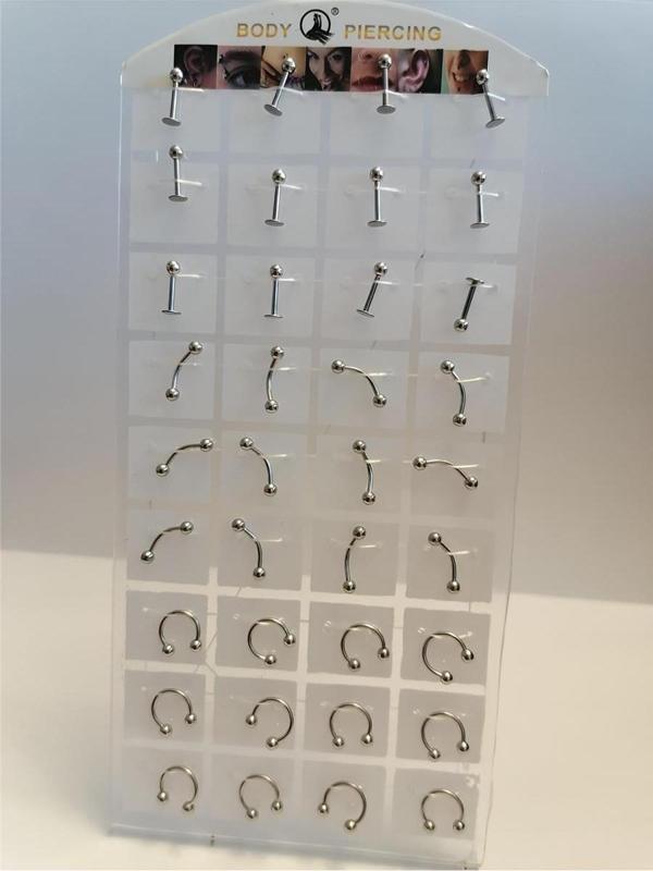 Alsepeteavm 36 Adet Birden Karışık Desen Gümüş Renk Piercing - Image 1