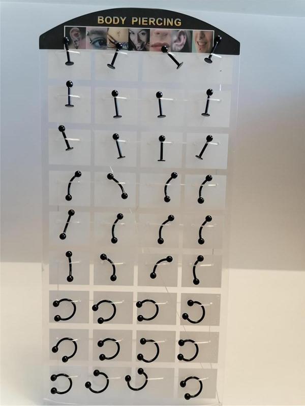 Alsepeteavm 36 Adet Birden Karışık Desen Siyah Renk Piercing - Image 1