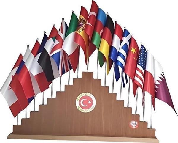 Alsepeteavm Ahşap Devlet Bayrakları Seti (17'li ) - Image 1