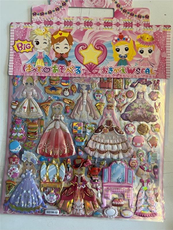 Alsepeteavm Büyük Boy Prenses Giydirme Kız Çocuk 3D Kabartmalı Sticker Çıkartma seti Model2 - Image 1
