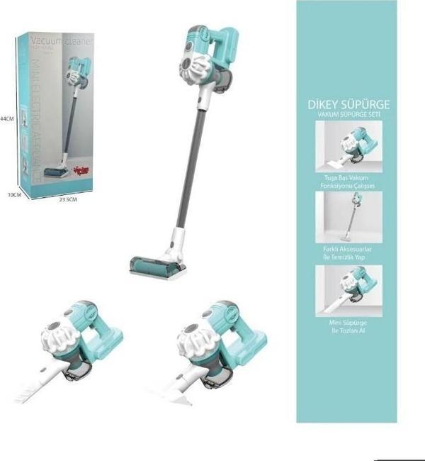 Pilli Sesli Vakumlu Dikey Elektrik Süpürgesi Çekme Özellikli Eğitici Oyuncak Yeşil - Image 1