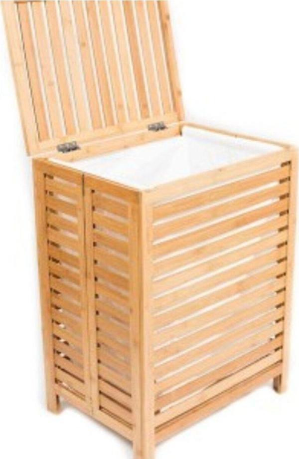 Panalı Ahşap Çamaşır Sepeti (Demonte) 1 - Image 1