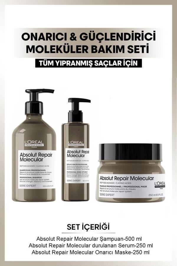 L'oreal Professionnel Serie Expert Absolut Repair Molecular Saç Bakım Seti 500 ml - Image 1
