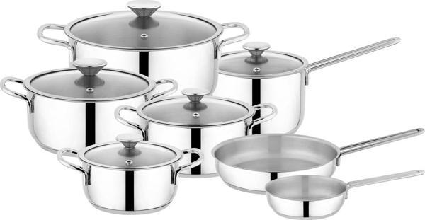 Schafer Steel Storm Çelik Tencere Seti 12 Parça-Inox - Image 1