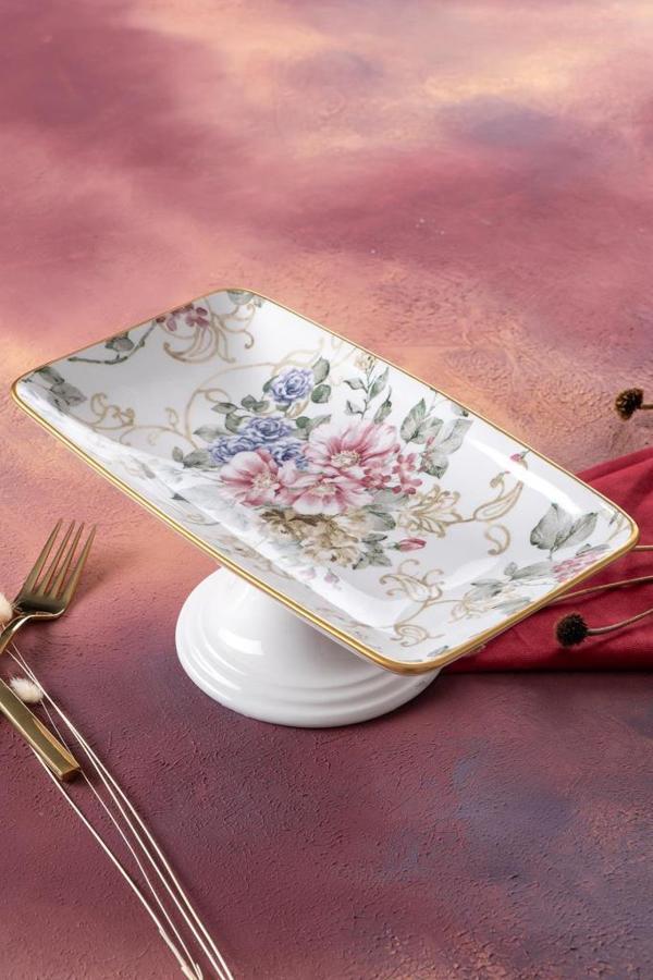 ACAR Rosa Ayaklı Sunum Tabağı - 28 cm - Image 1