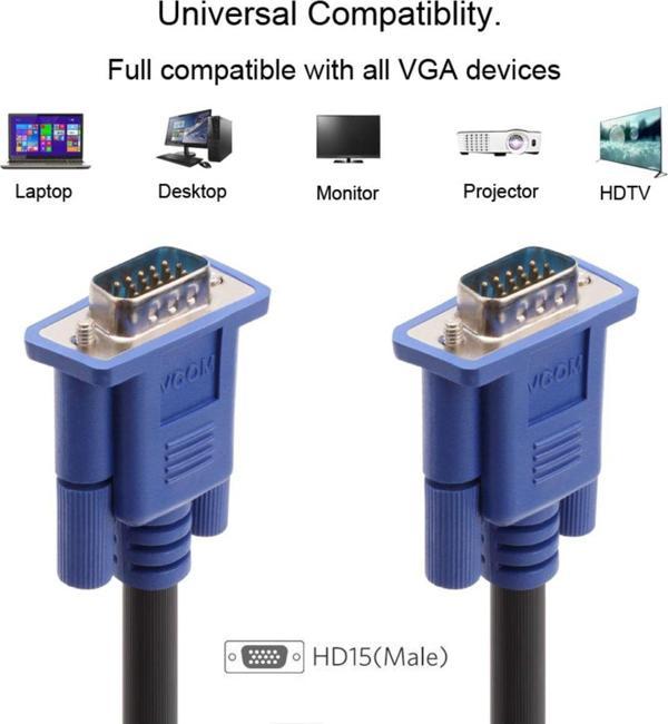 Vcom Mavi Konnektör Siyah 5 Metre Vga M-Vga M Kablo Görüntü Kablosu Karışık - Image 1