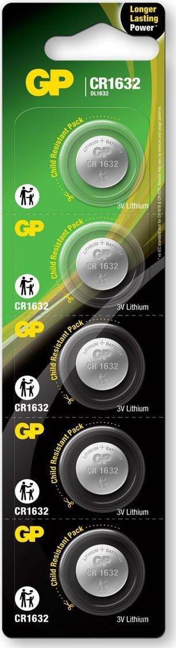 Gp Cr1632-C5 3V Lityum Düğme Pil 5'Li Paket  - Image 1