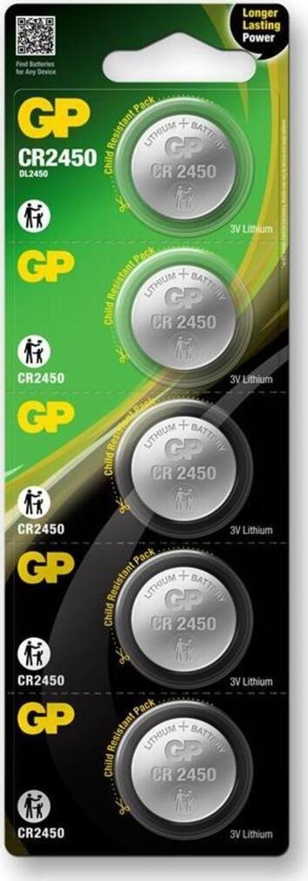 Gp Cr2450-C5 3V Lityum Düğme Pil 5'Li Paket  - Image 1