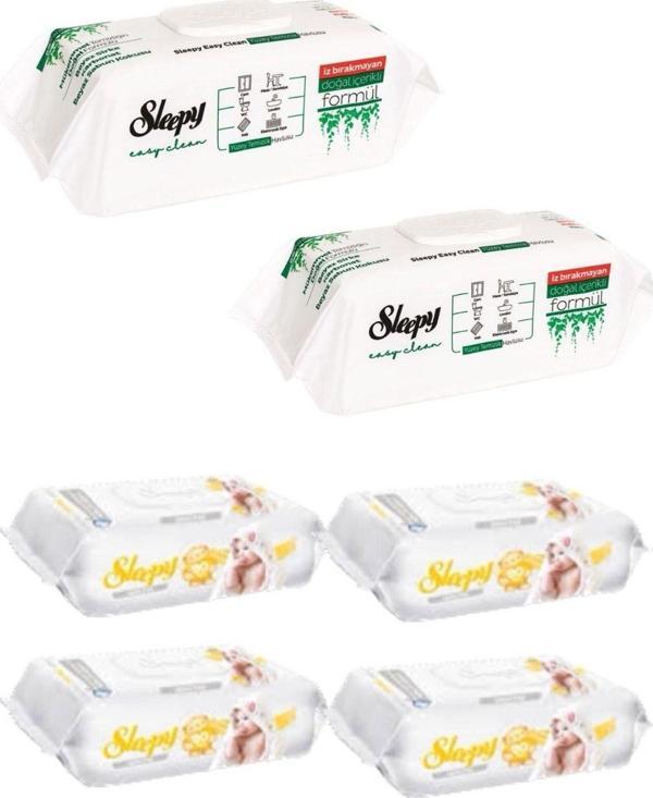 Sleepy Easy Clean Yüzey Temizlene Havlusu 100’Lü 2 Adet Sensitive Islak Mendil 90’Lı 4 Adet  - Image 1