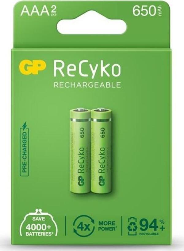 Gp Aaa 650 Mah Şarjlı İnce Kalem Pil 2'Li Paket  - Image 1