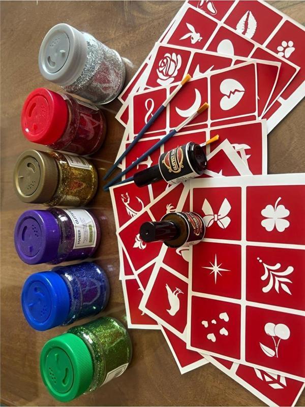 Alsepeteavm Mega Simli Dövme Seti 2 Adet Glitter Tattoo 100 şablon 6 adet büyük sim hediyeli - Image 1
