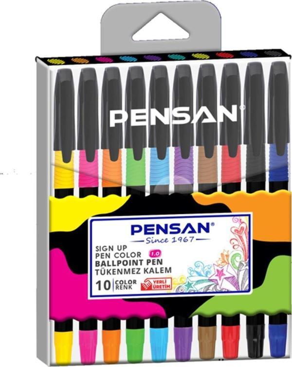 Pensan Tükenmez Kalem Sign Up 1 Mm Renkli 10 Lu 2410/R10 siyah mavi - Image 1
