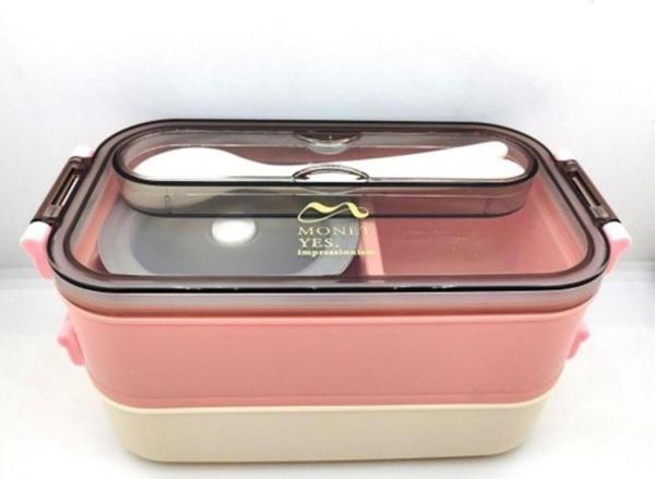 Vagonlife Çift Kat Paslanmaz Yemek Kabı Saklama Kabı Gıda Kabı 1500 Ml Pembe Xc-465 pembe - Image 1