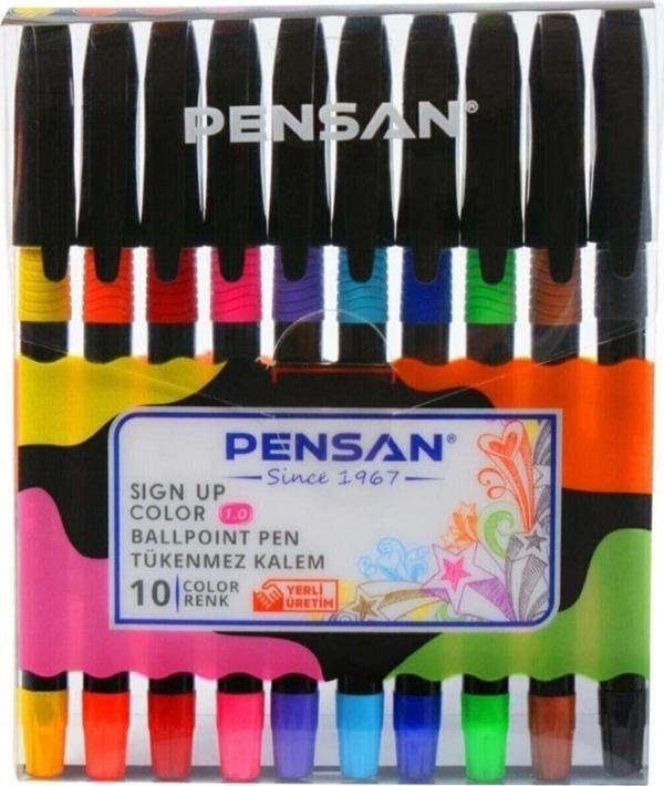 Pensan Tükenmez Kalem Sıgn Up 1 Mm Renkli 10 Renk Karışık - Image 1